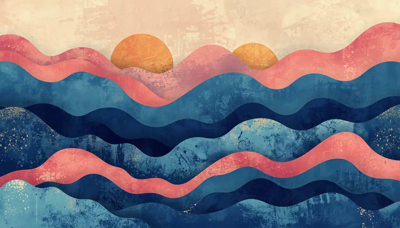 Layered abstract panels representing soft evening rhythm patterns